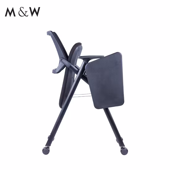 Cadeira de treinamento pilha de tecido de malha de PVC com bloco de escrita dobrável